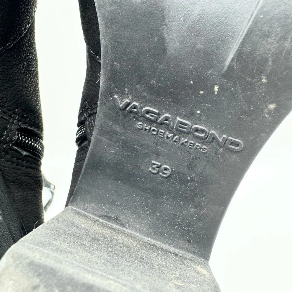 Vagabond Shoemakers Grace‎ Nubuck Chunky Chelsea Ankle Boots Black Sz 39 Minimal